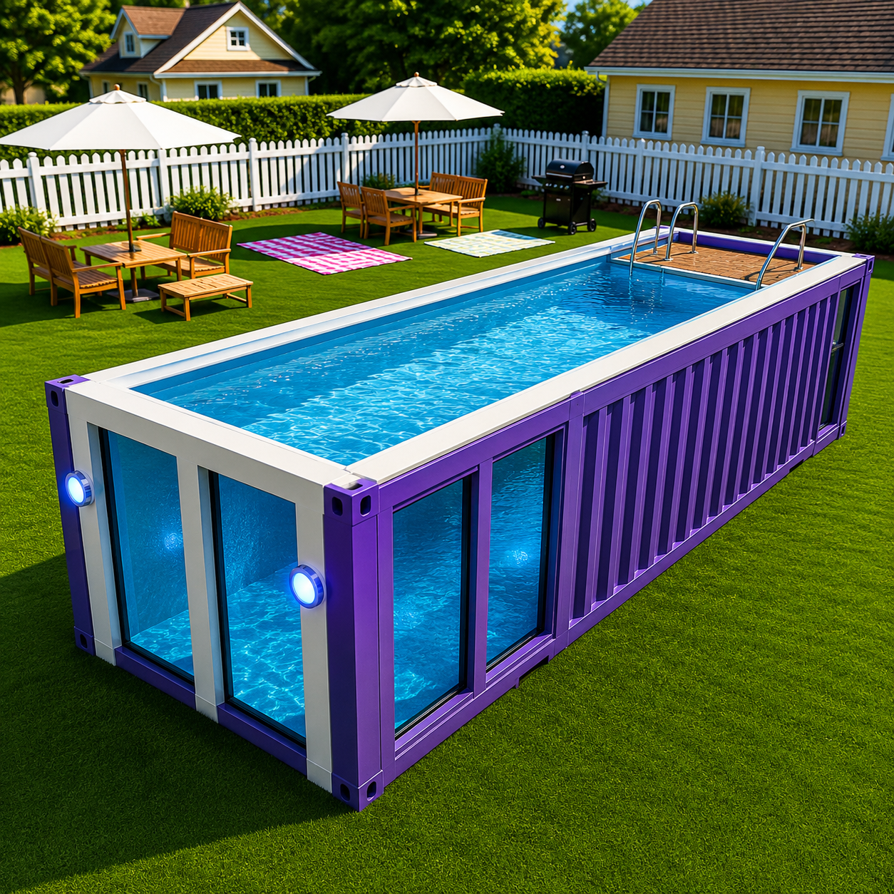 PISCINA MODULARE CONTAINER DA GIARDINO – 6 POSTI