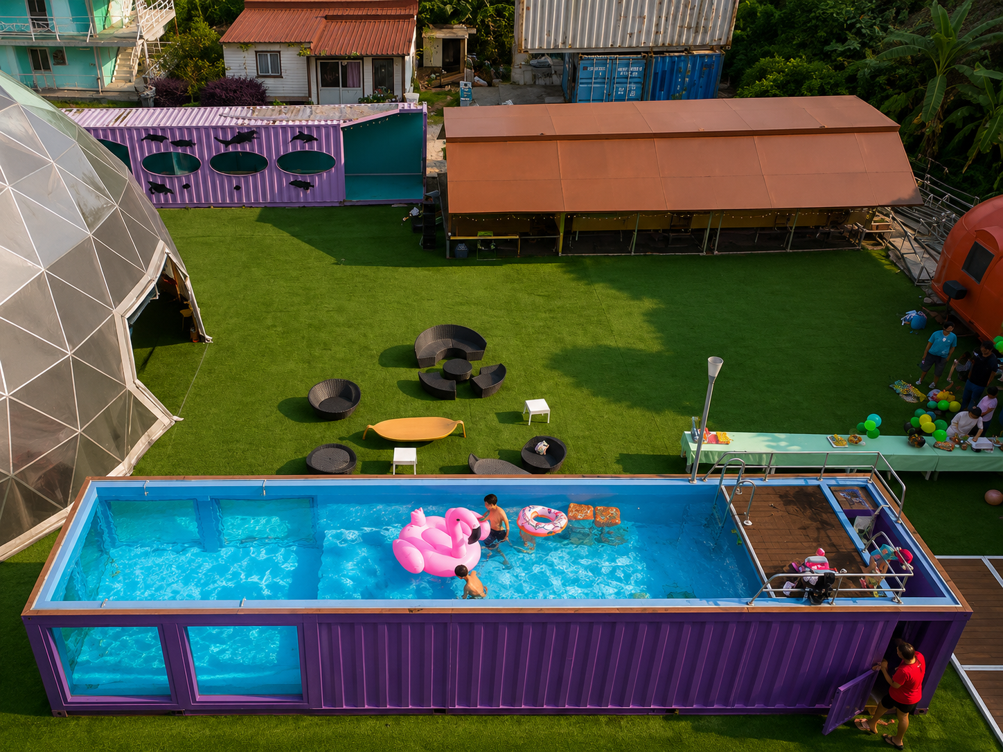 PISCINA MODULARE CONTAINER DA GIARDINO – 6 POSTI