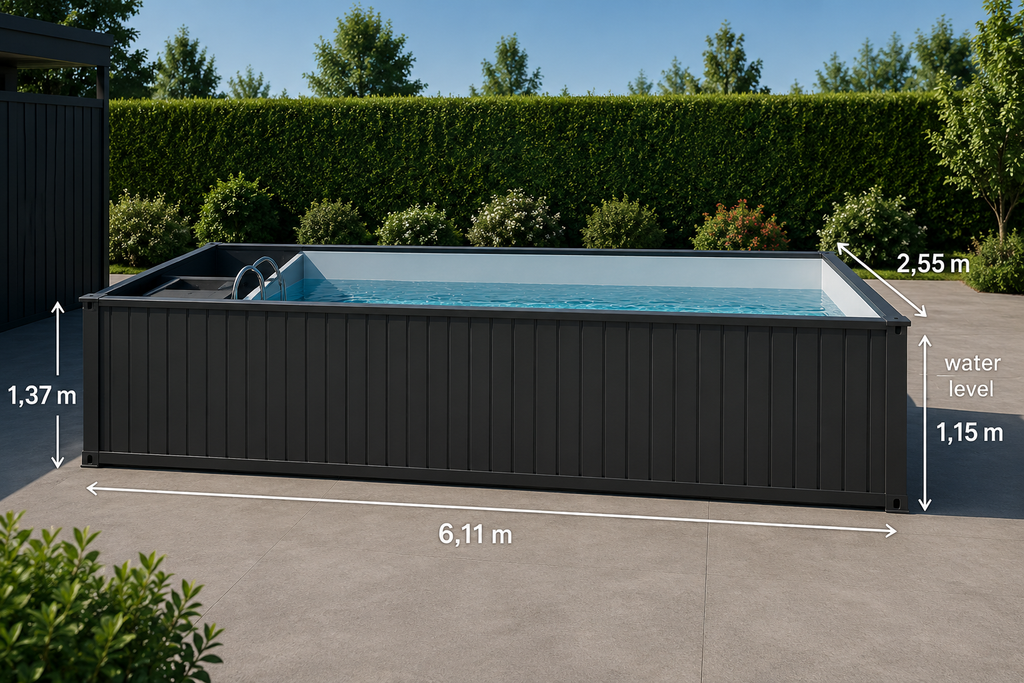 PISCINA CONTAINER COMFORT PACK – 6,11 × 2,55 M