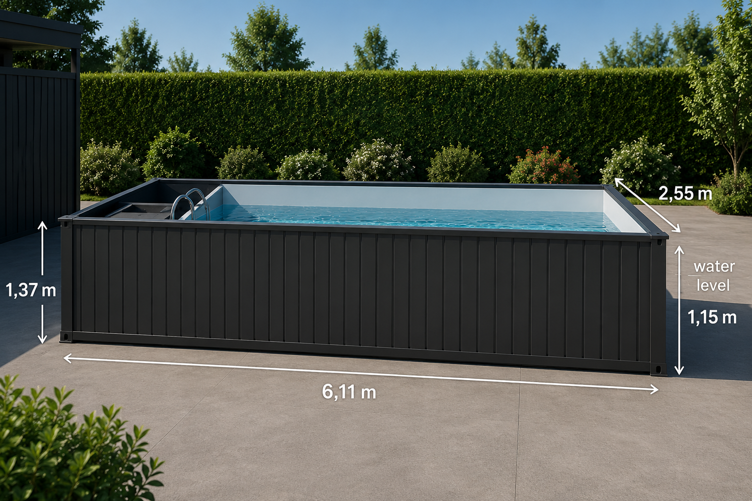 PISCINA CONTAINER COMFORT PACK – 6,11 × 2,55 M