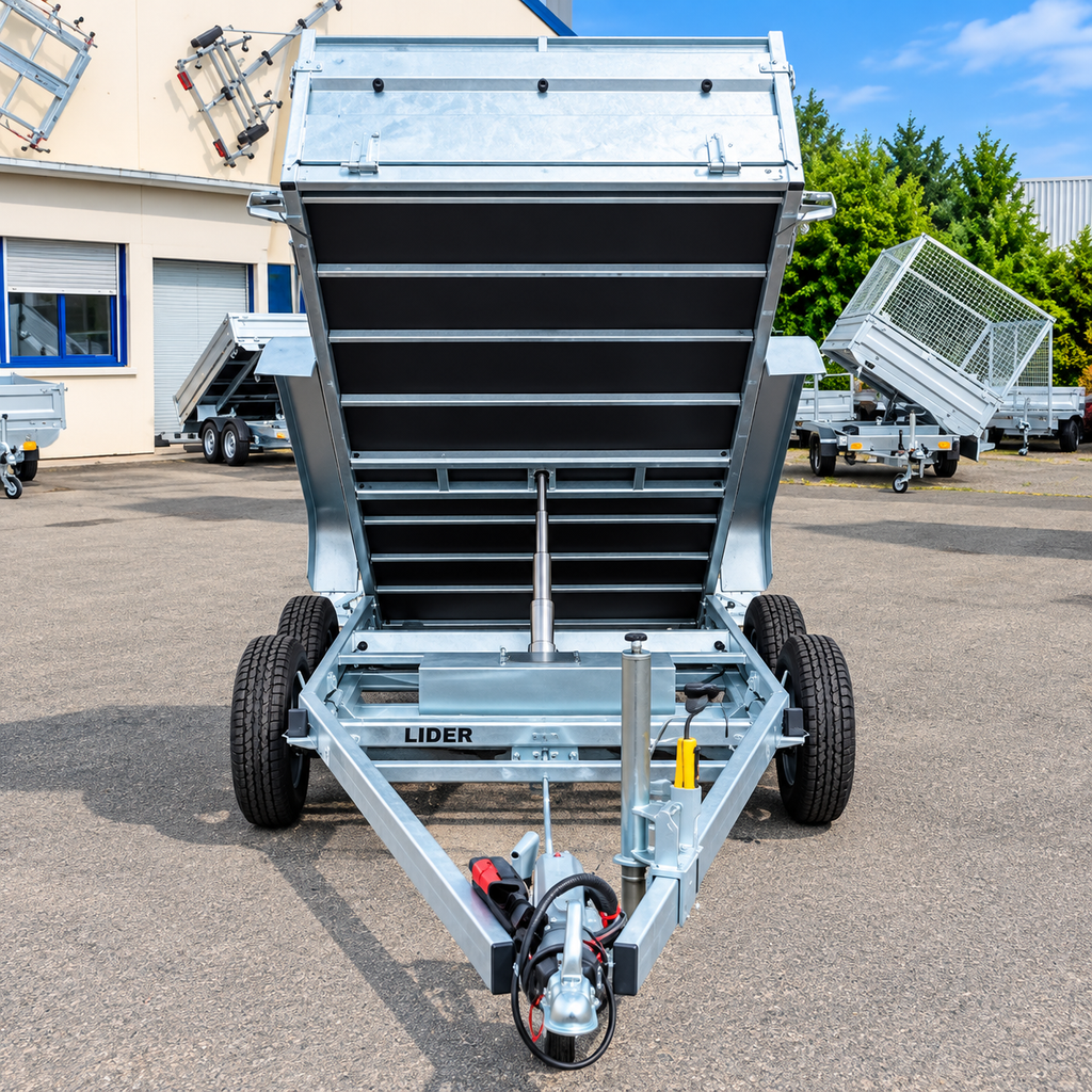 RIMORCHIO RIBALTABILE LIDER 1500 KG – DOPPIO ASSE FRENATO