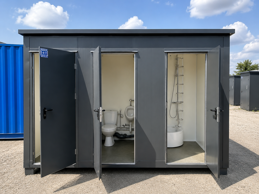 MODULO SANITARIO A 3 CABINE – WC, ORINATOIO E DOCCIA