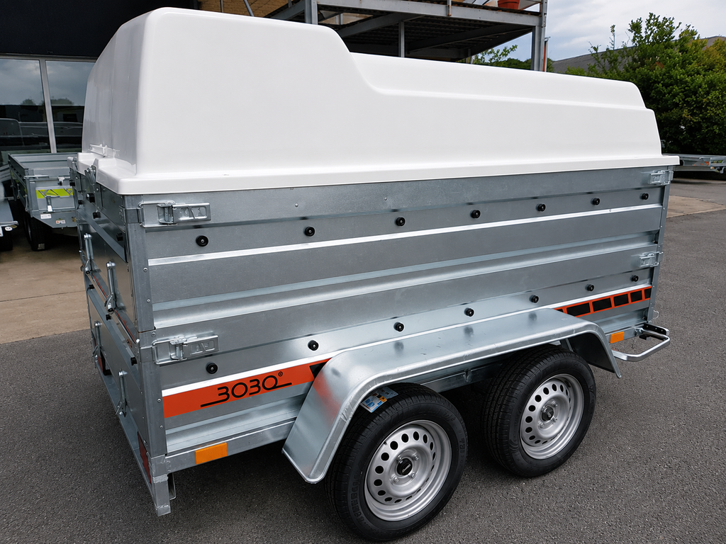 RIMORCHIO BORO DOPPIO ASSE 500/750 KG – RIBALTABILE E TRASFORMABILE IN PIANALE